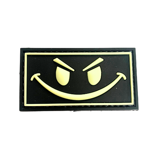 PVC Velcro Patch - Big Evil Smiley Glow in the dark - RPI Supplies