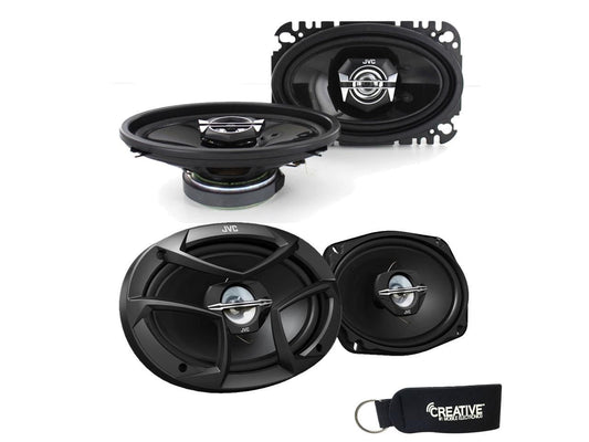 1 pair of JVC CSV4627 4x6 Speakers & 1 pair of JVC CSJ6930 6x9 Speakers For Late 90s & Early 2000s GM Compact Cars.