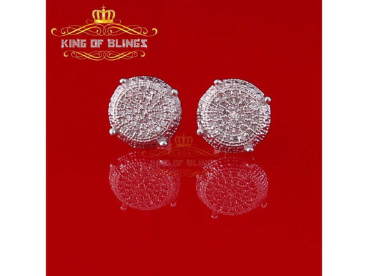 10K White Gold Finish Real Diamond 0.15 CT Stud Silver Earring