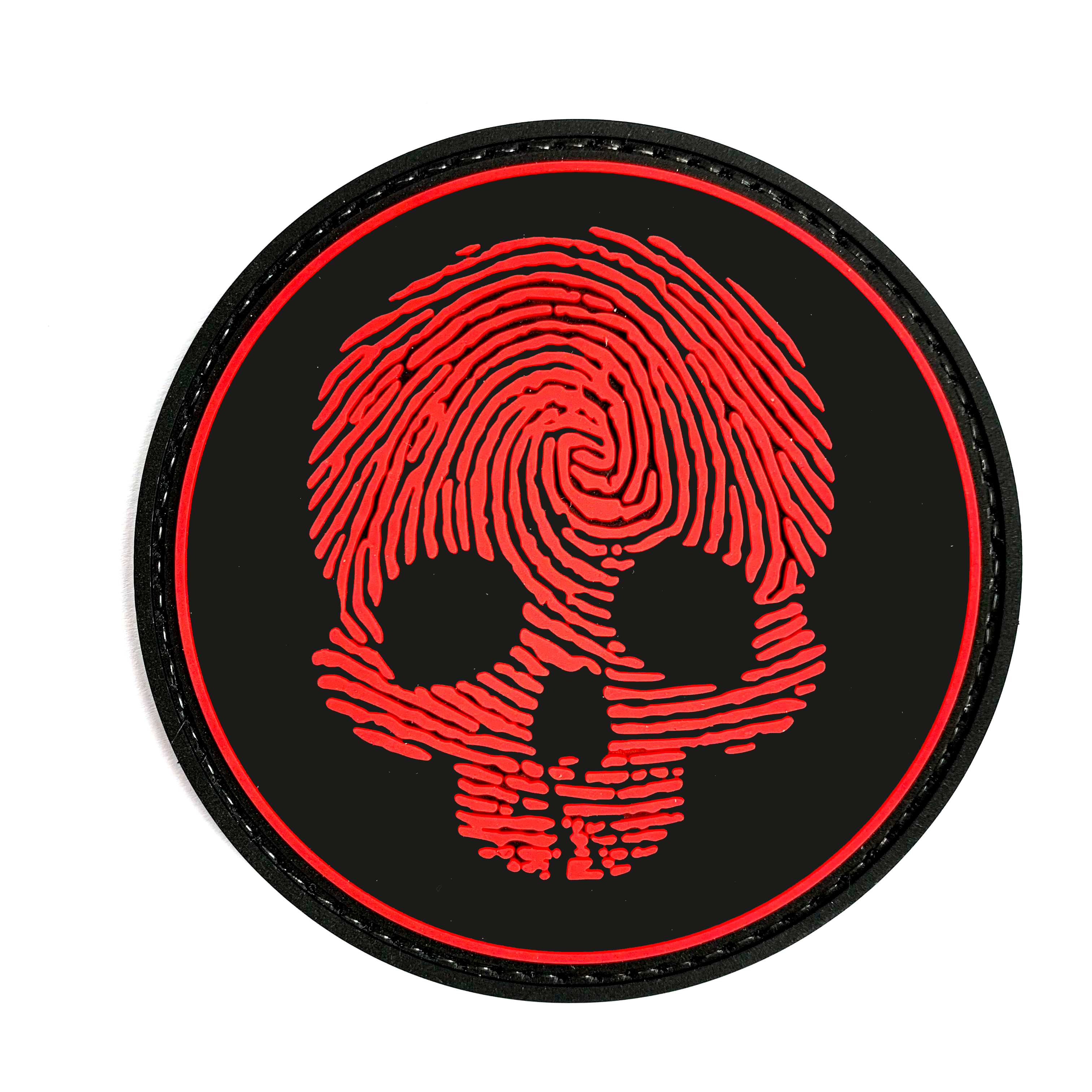 PVC Velcro Patch - Fingerprint Skull Red - RPI Supplies
