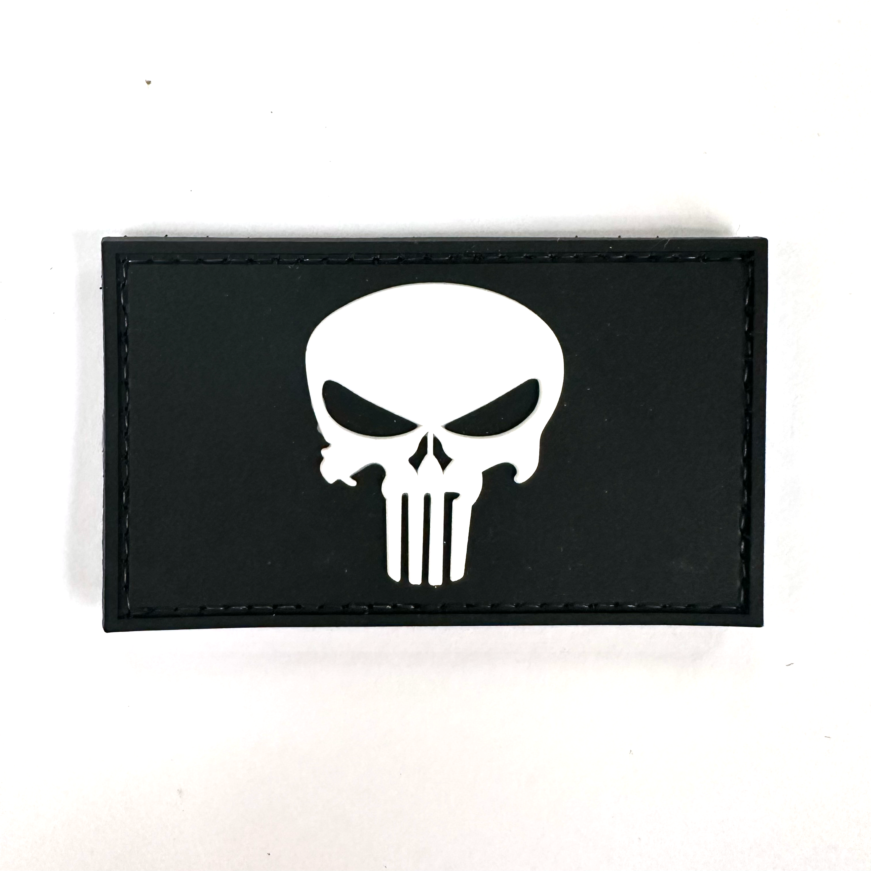 PVC Velcro Patch -  Punisher Skull Black and White - RPI Supplies