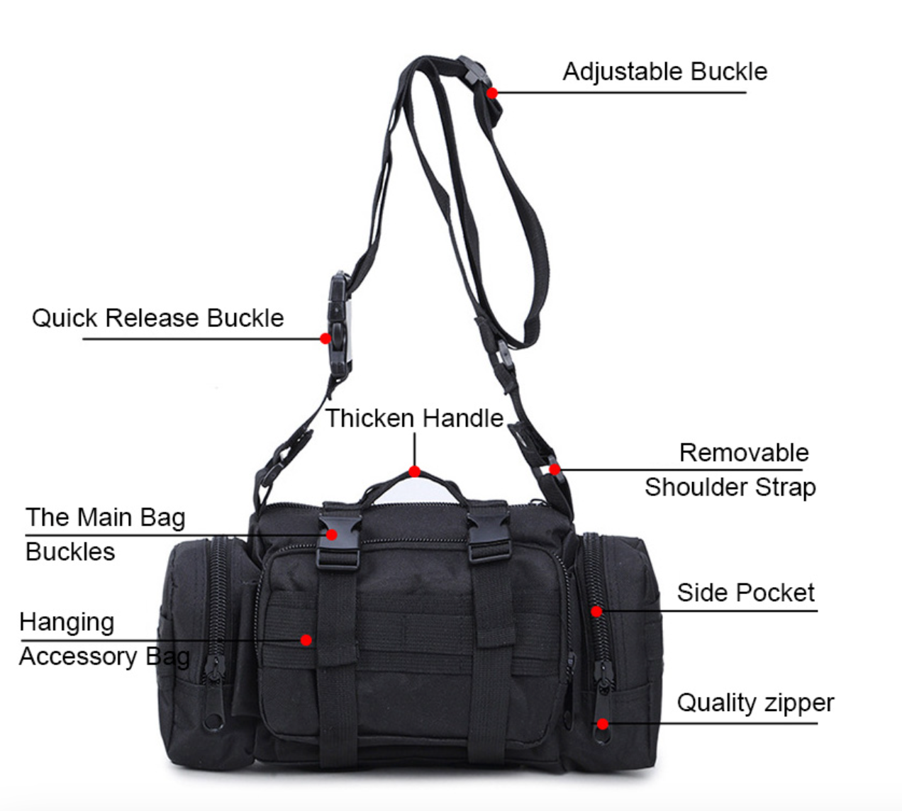 Tactical Shoulder Bag - BLACK - RPI Supplies