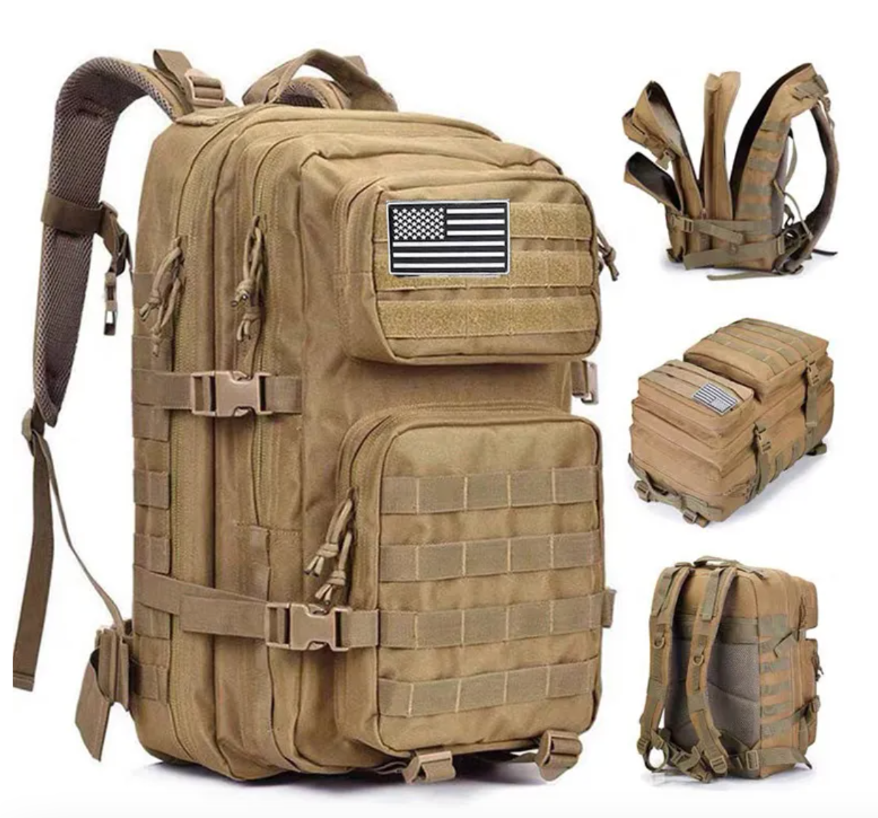 Multifunctional Tactical 48L Backpack - Khaki - RPI Supplies